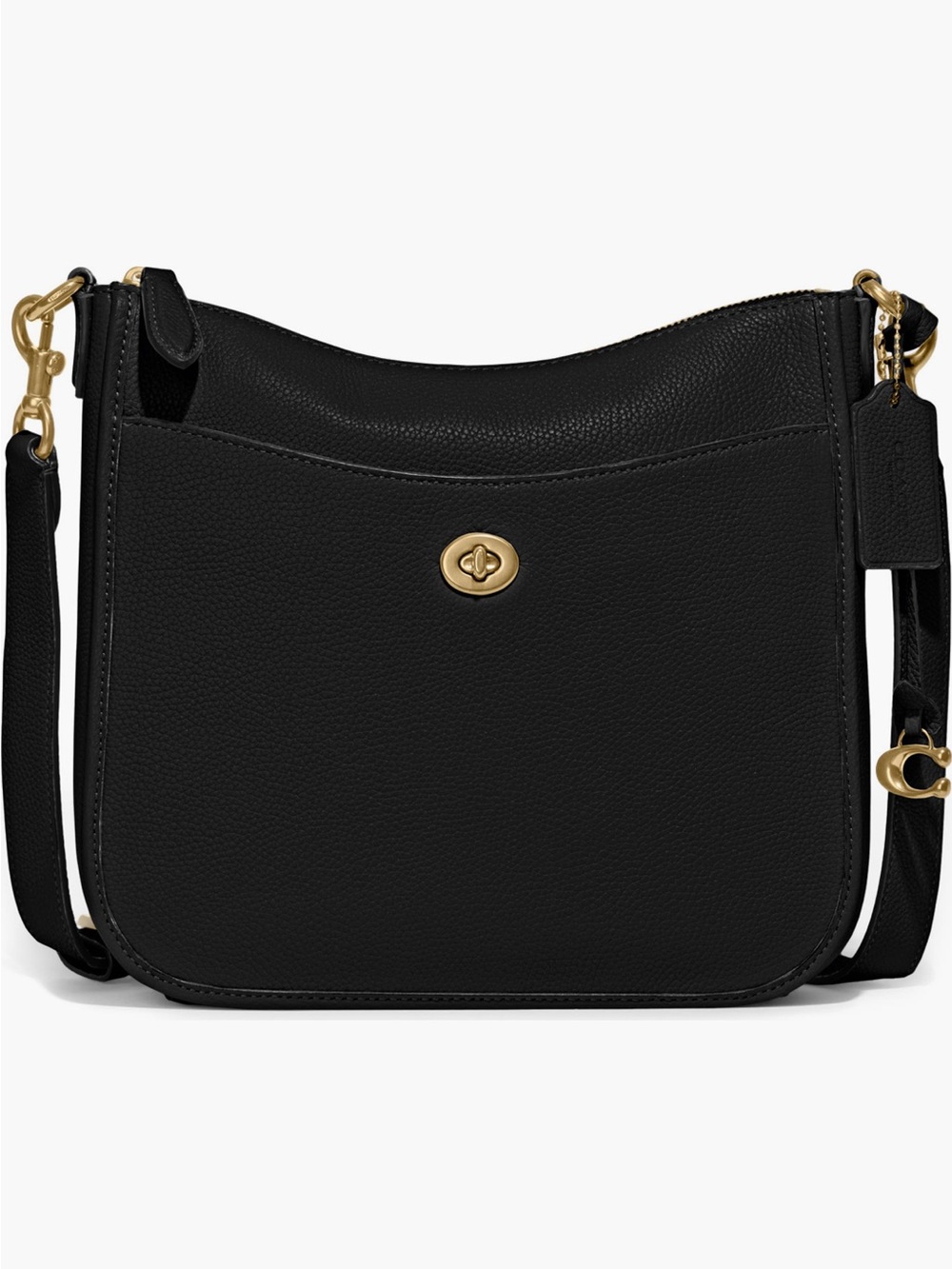 Coach Chaise Black Pebbled Leather Crossbody with Gold Hardware - Picture 2 of 16